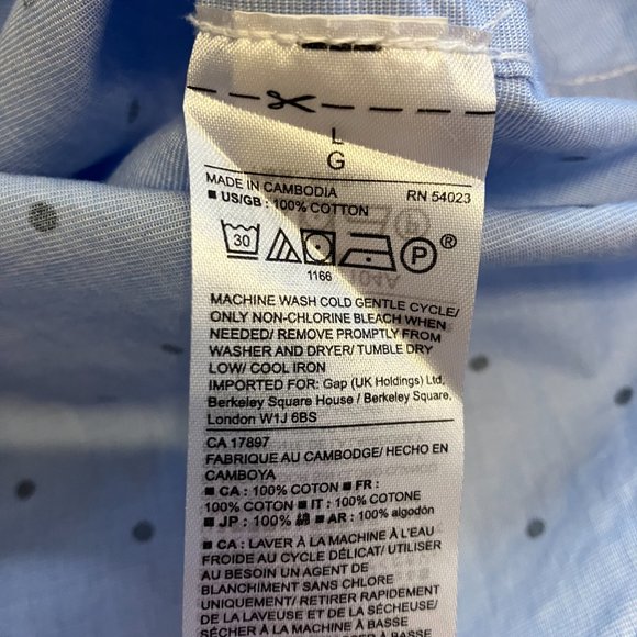 Gap Polka Dot Long Sleeve Blue Women's Large Button Down Top - Picture 7 of 7